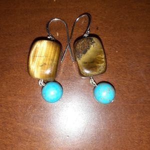Tiger's Eye & Turquoise Earrings